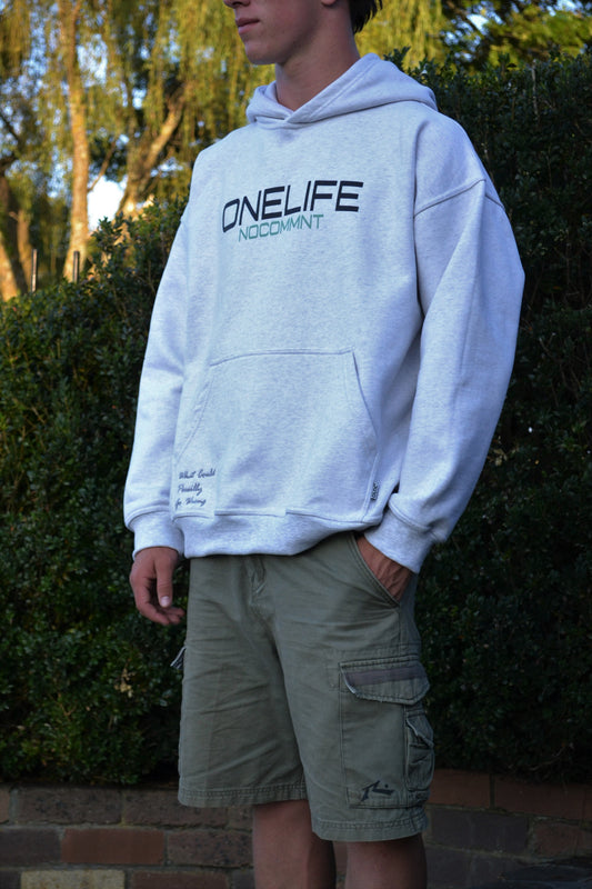 Light Grey and Green What Could Possibly Go Wrong Hoodie